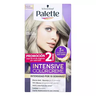 Tinte Palette Color Crema Kit9-1 Rubio Extra Claro Cenizo