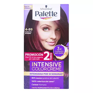 Tinte Palette Color Creme Kit 4-89 Borgoña Intenso + Doble Tubo