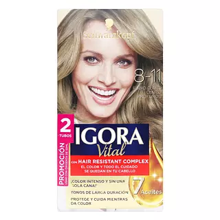 Tinte Igora Vital Kit 8-11 Rubio Claro Cenizo