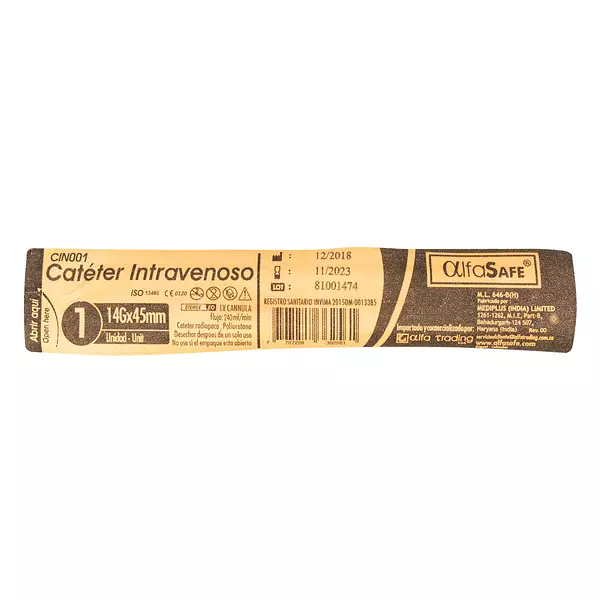 Catéter Alfa Intravenosa 14 Gr X 1 3/4 45 Mm