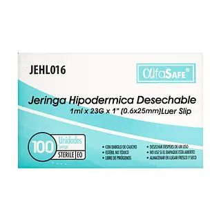 Jeringa Alfa Hipodermica 3p 1ml 23 G X 1