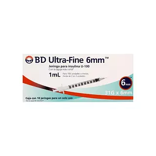 Jeringa Bd Insulina1ml 31 Gr X 6 Mm