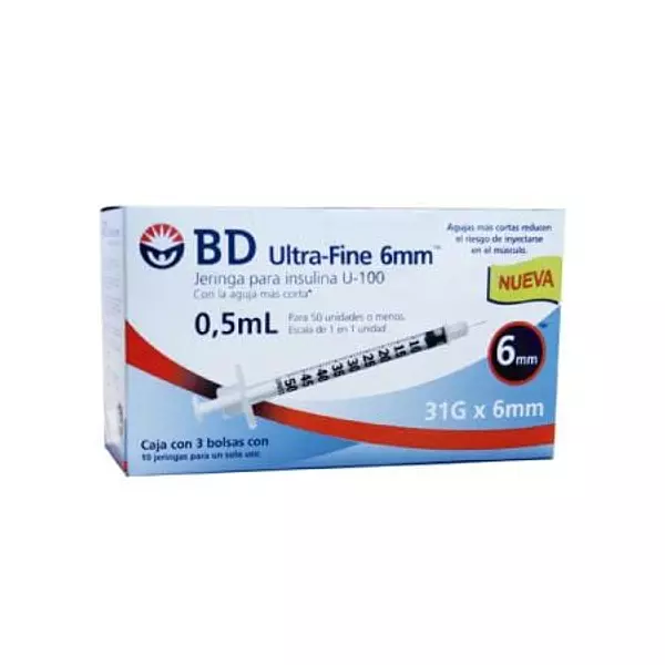 Jeringa Bd Insulina 0.5 Ml 31gr X 6 Mm
