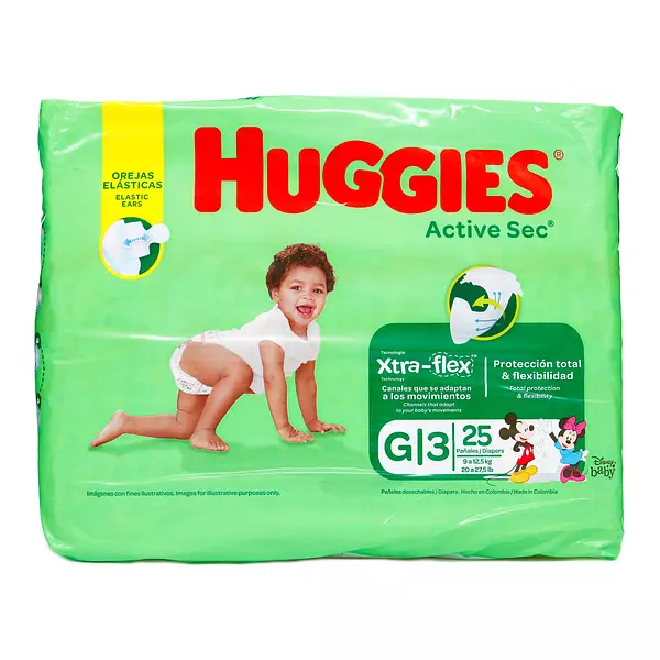 Pañal Huggies Active Sec Etapa 3 Grande