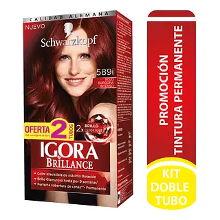 Tinte Igora Brilla Kit Rojo Borgoña Intenso 589