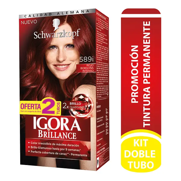 Tinte Igora Brilla Kit Rojo Borgoña Intenso 589