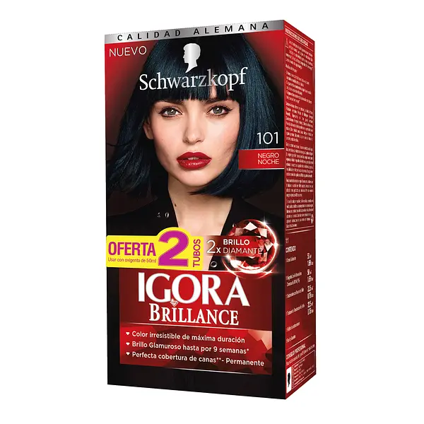 Tinte Igora Kit Brillance 101 Negro Noche