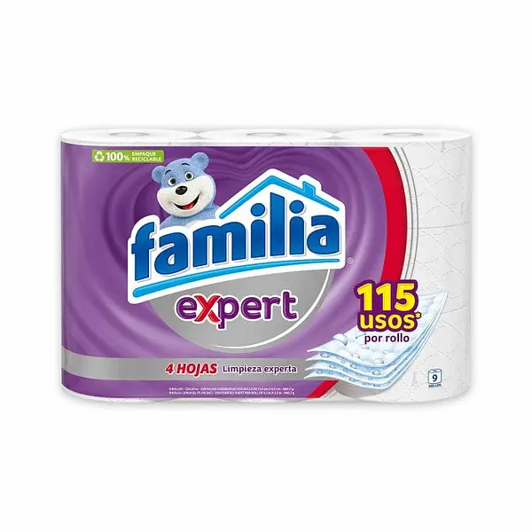 Papel Higiénico Familia Expert 4 Hojas Limpieza Experta